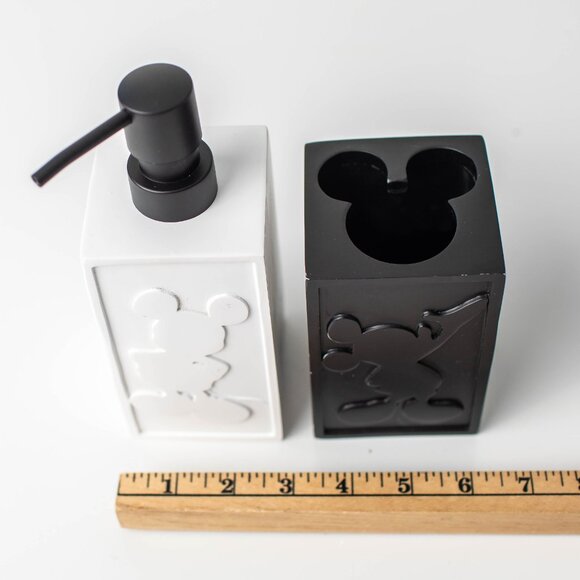 Disney Black & White Mickey Mouse Pump Lotion Dispenser & Toothbrush Holder Set - Picture 7 of 7